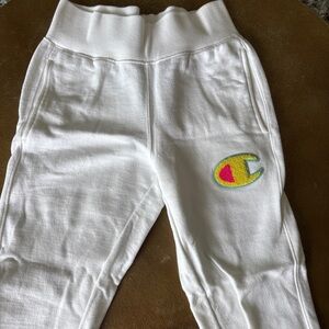 Champion White Joggers with Embroidered Logo